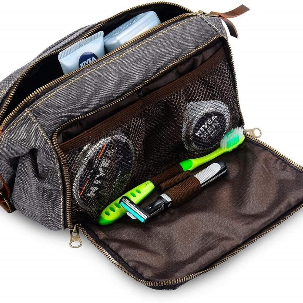 Habitoux Travel Toiletry Bag + Travel Bottles Grey